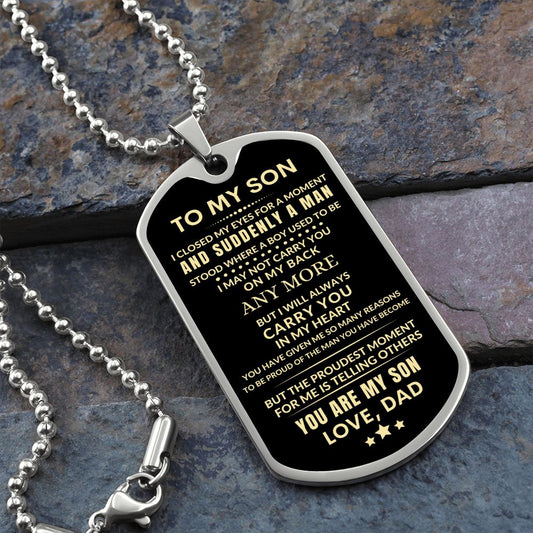 To My Son, I Closed My Eyes Love, Dad | Dog Tag Necklace