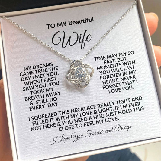 To My Beautiful Wife, Filled with my Love | Love Knot Necklace