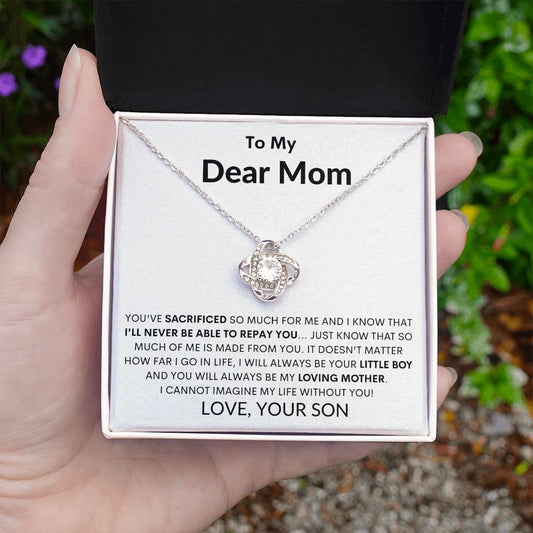 To My Dear Mom, I Will Always Be Your Little Boy | Love Knot Necklace